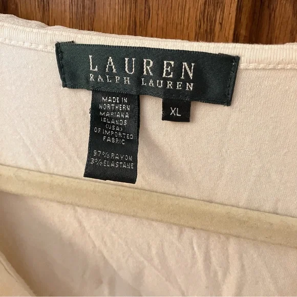LAUREN Ralph Lauren Cream/White Ruffle Trim V-Neck Long Sleeve Shirt Siz… - Picture 5 of 7